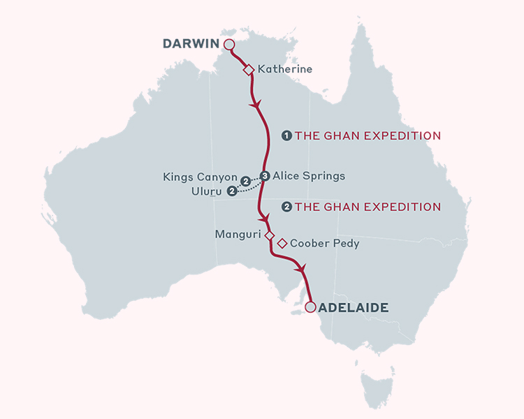 Red Centre Spectacular map - image courtesy of Journey Beyond Rail.